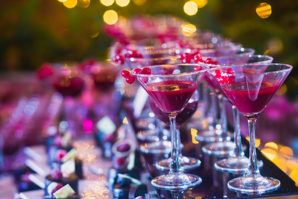 Cocktails at an event organised by an event planner
