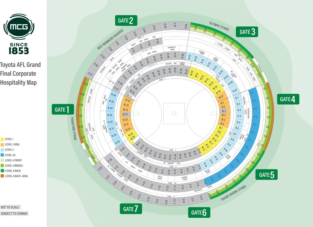 AFL Grand Final Seating map for 2024